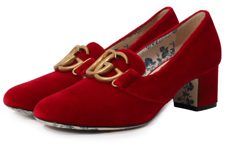 (WMNS) Gucci GG Marmont Victoire Block Heel Pumps 'Red Velvet' 526465-K4D00-6433