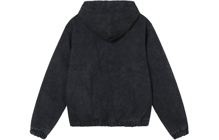 Men's Stussy FW21 Washed Hooded Jacket Black 115621
