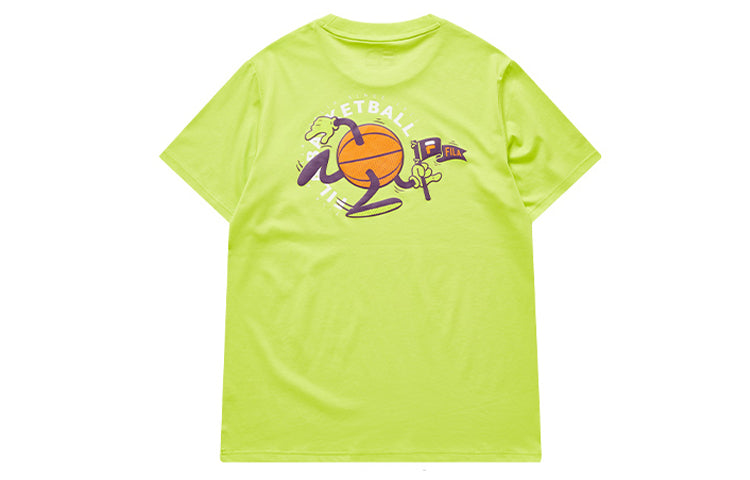 FILA Basketball Subject Printing Short Sleeve Fluorescence Yellow Green T11M026106F-LG