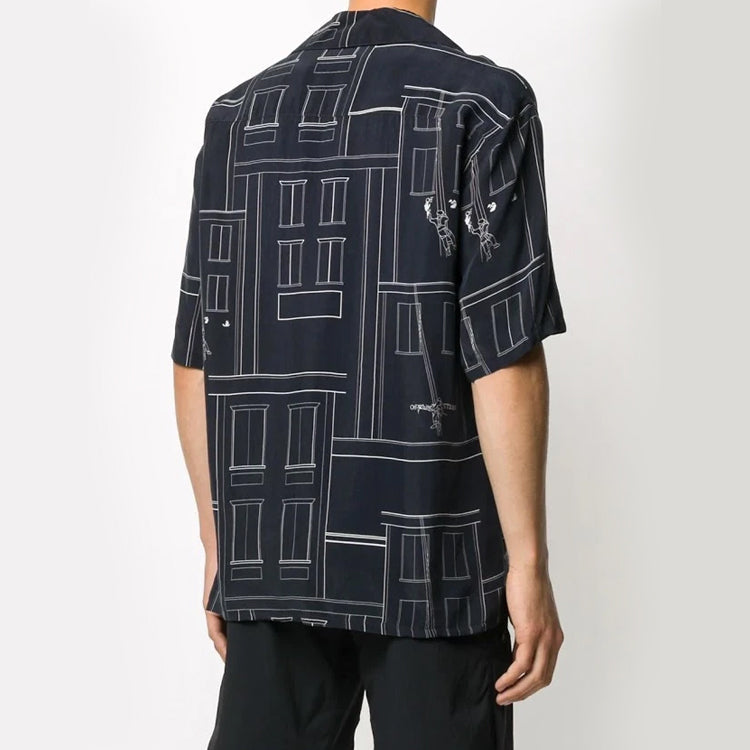 Off-White Painter Holiday Print Short Sleeve Shirt OMGA130E20FAB0024501