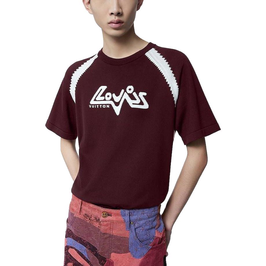 LOUIS VUITTON Cotton Intarsia Crewneck T-shirt 'Plum Red' 1ABXXB