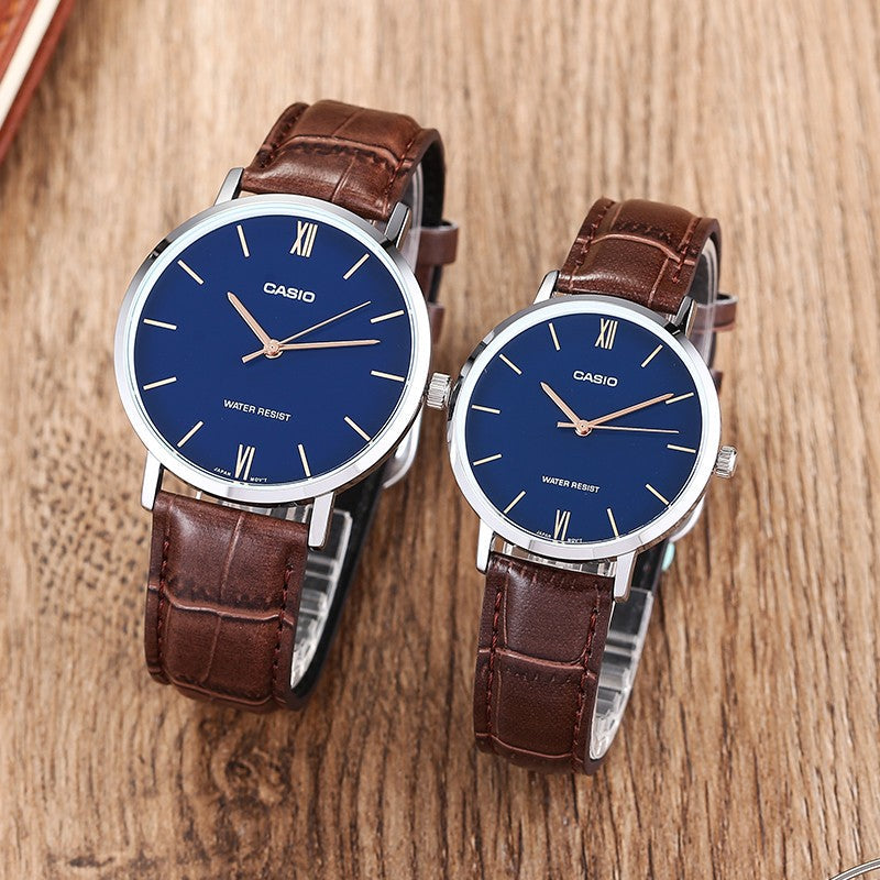 CASIO Unisex DRESS Series Waterproof Couple Quartz Blue Analog MTP-VT01L-2B<P-VT01L-2B