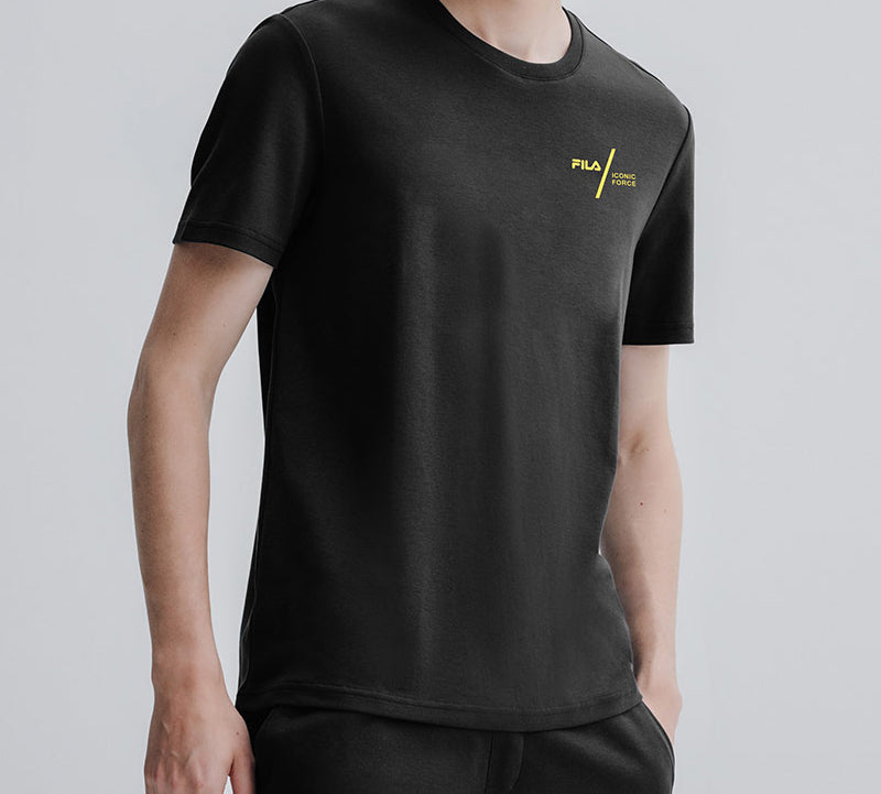 FILA Logo Alphabet Printing Sports Short Sleeve Black A11M021107-BK