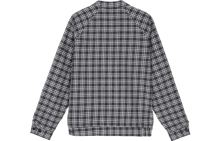 Stussy Plaid Linen Bryan Jacket Unisex Navy Blue 115512