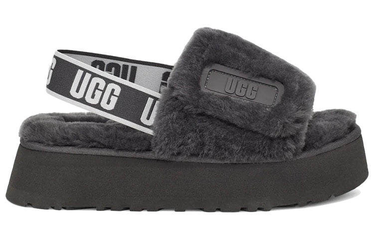 (WMNS) UGG Disco Slide Thick Sole Gray Slippers 1112258-DGRY