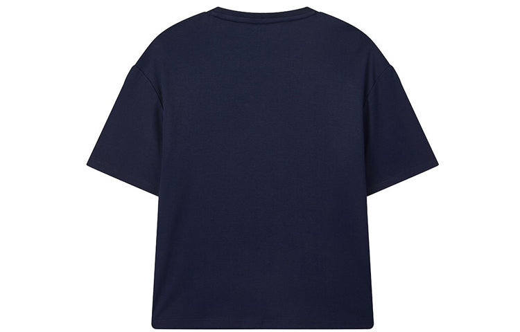 (WMNS) FILA Embroidered Round Neck Short Sleeve 'Navy Blue' F11W028117F-DB