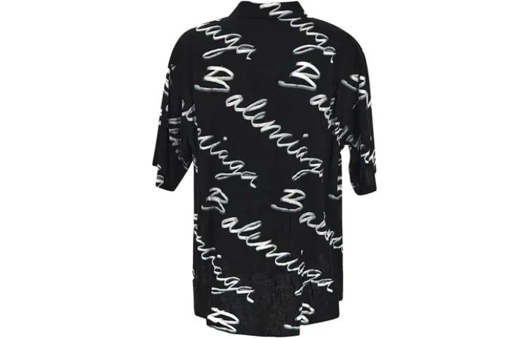 Balenciaga Scribble Logo Short Sleeve Minimal Shirt 'Black White' 681813TML131070