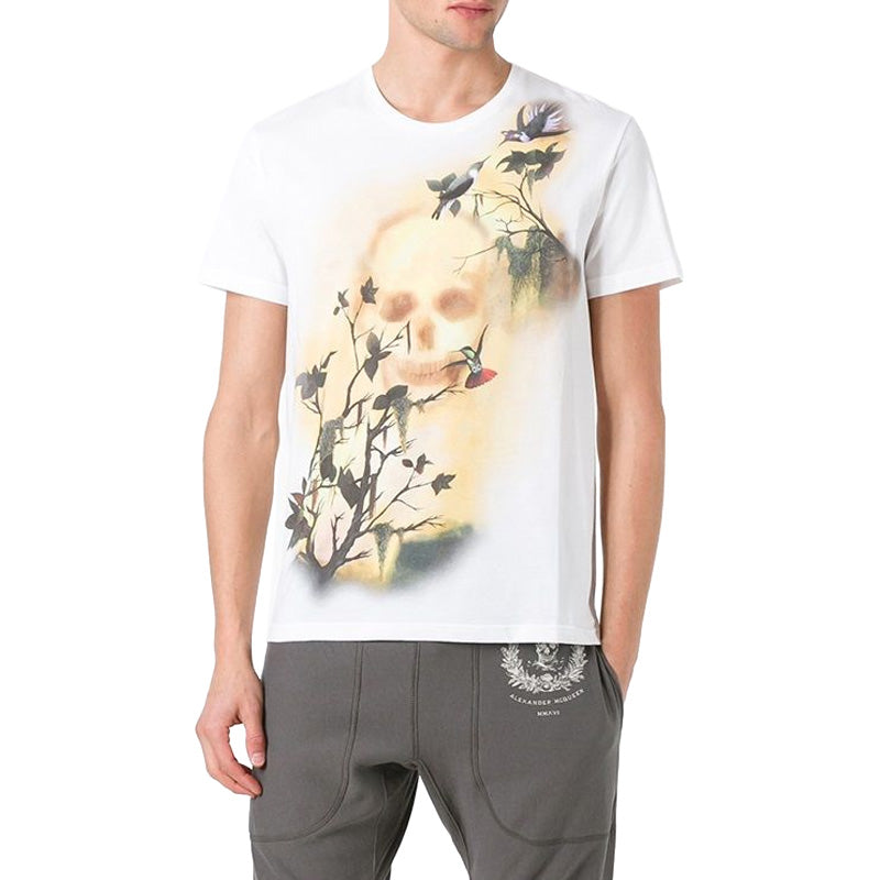 Alexander McQueen Cotton Printing Round Neck Short Sleeve White 449496-QIZ8C-900