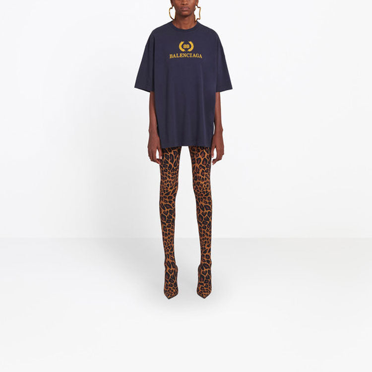 Balenciaga Alphabet Printing Short Sleeve Navy Blue 492258TAV044128