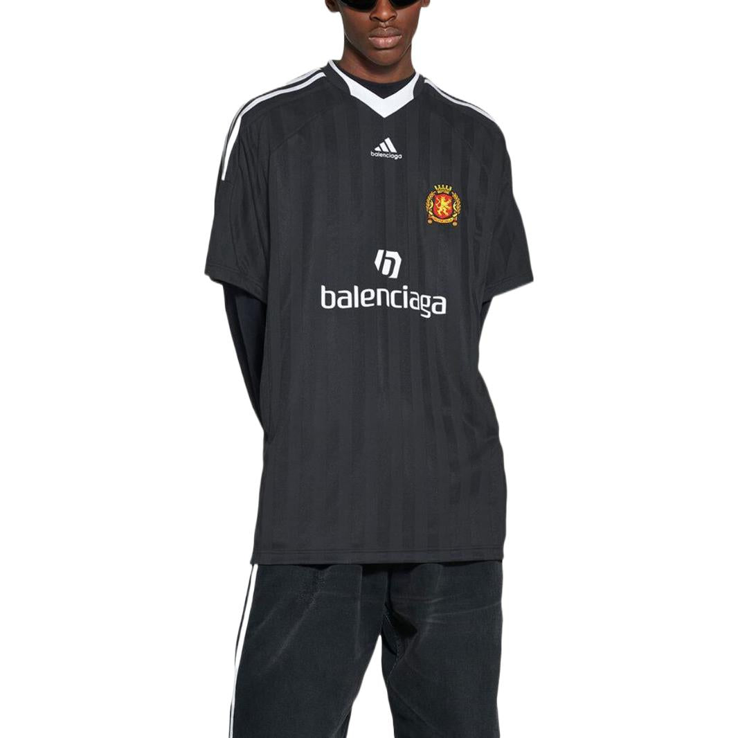 Balenciaga x adidas Oversized Soccer T-Shirt 'Black' 723663TNV131000