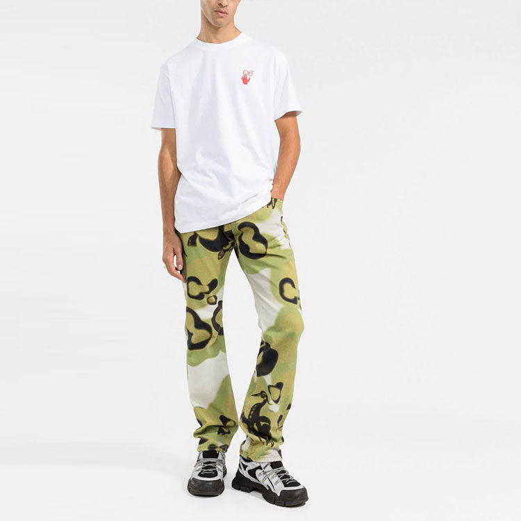 Off-White FW21 Logo Alphabet Short Sleeve Ordinary Version White OMAA027F21JER0080125