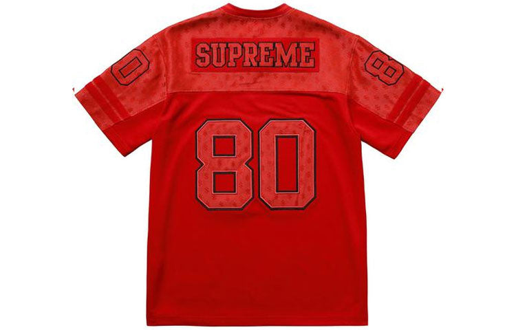 Supreme SS18 Monogram Football Jersey Red Tee SUP-SS18-337