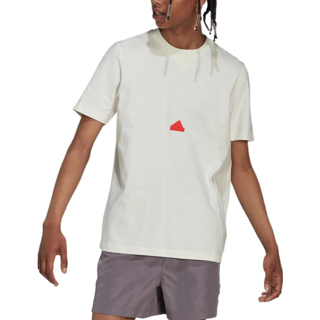 Men's adidas Solid Color Micro Mark Logo Round Neck Pullover Short Sleeve White T-Shirt HG2059