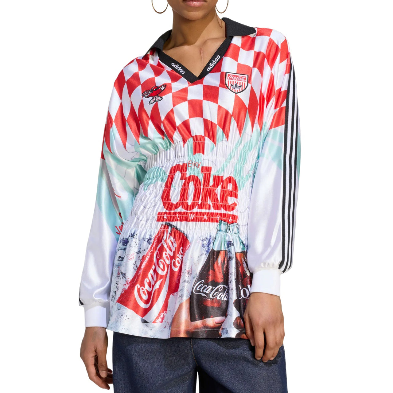 (WMNS) adidas x Coca-Cola Mash Up Smocked Jersey Asia Sizing 'White Multicolor' KY7547