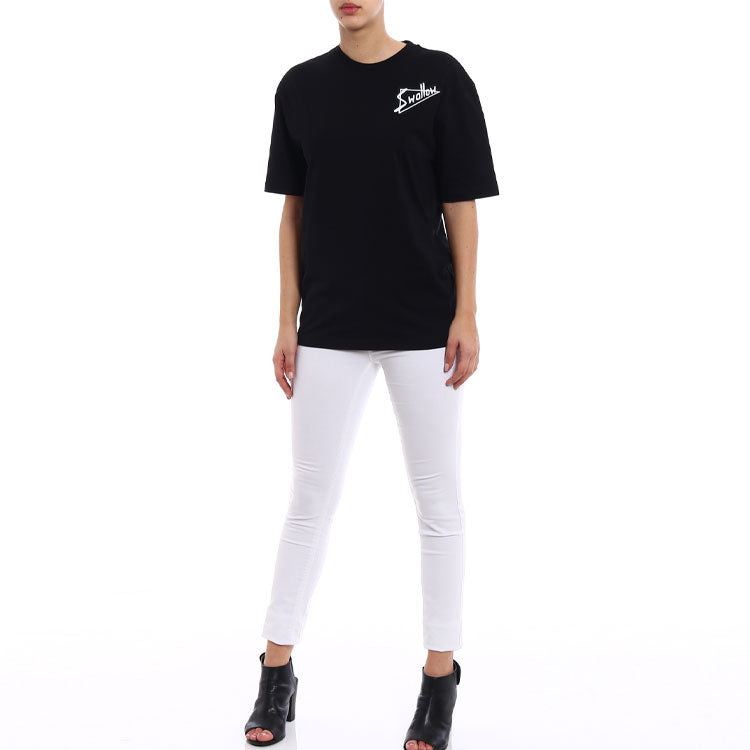 McQ Alexander McQueen SS21 Cotton Short Sleeve Round Neck Black 494256-RKT09-1000