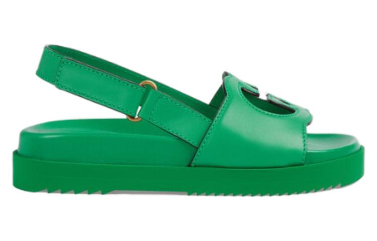 (WMNS) Gucci Interlocking G Leather Sandals 'Green' 738687-US000-3727