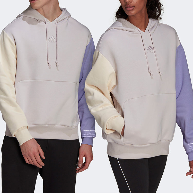 adidas U Fl Hd Casual Sports Colorblock Hooded Long Sleeves Couple Style Purple HU0414
