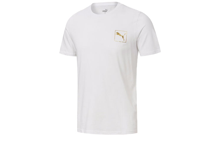 PUMA Bronzing Printing Round Neck Short Sleeve White 587582-02