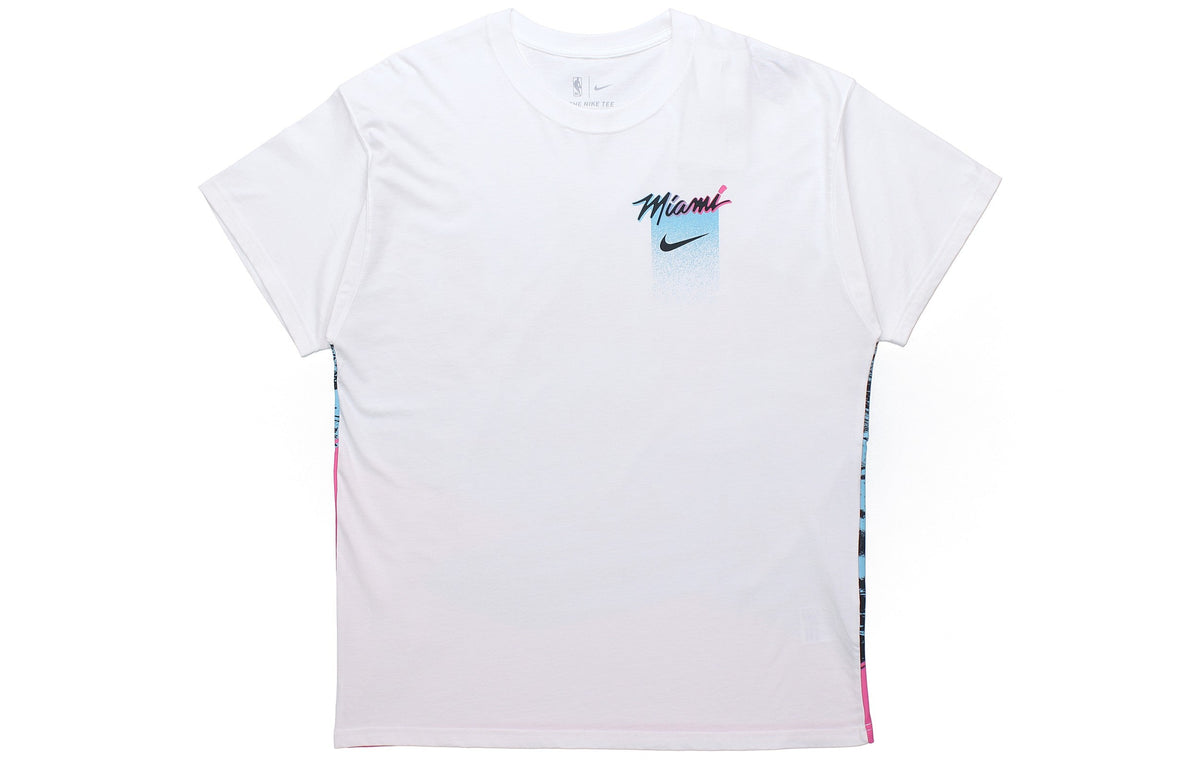 Nike NBA Courtside City Edition Miami Heat Back Printing Sports Short Sleeve White CT9388-100