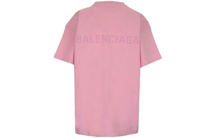 Balenciaga Alphabet Logo Printing Loose Short Sleeve Pink 612965TIVG55700