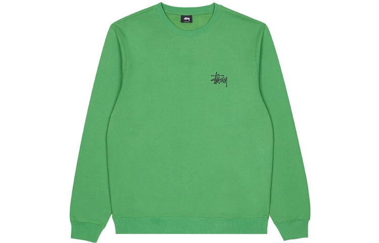 Men's Stussy Basic Back Large logo Printing Round Neck Green 1914464