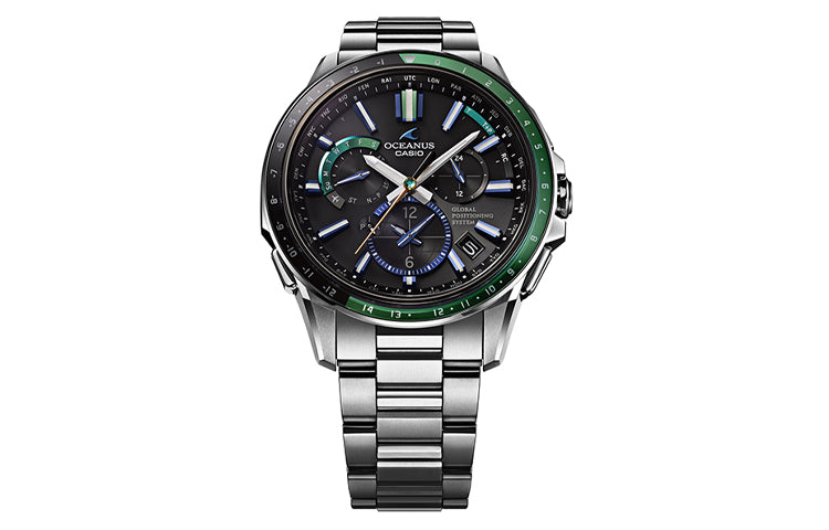 CASIO Sports Green DialSilver Strap Mens GreenSilver Analog OCW-G1100-1A2