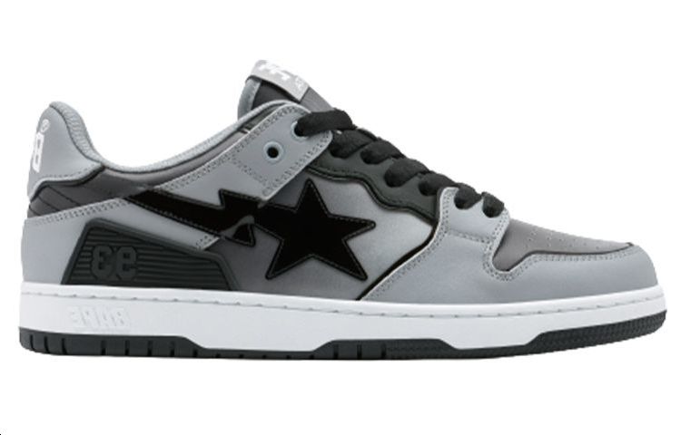 (WMNS) A BATHING APE Sk8 Leather Low 'Black White' 1I70-291-020-BLCKWHITE