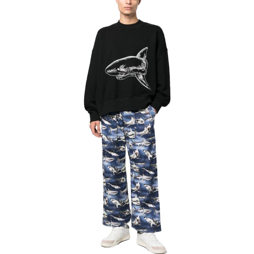 Palm Angels Split Shark Crew 'Black White' PMBA026S23FLE0061003