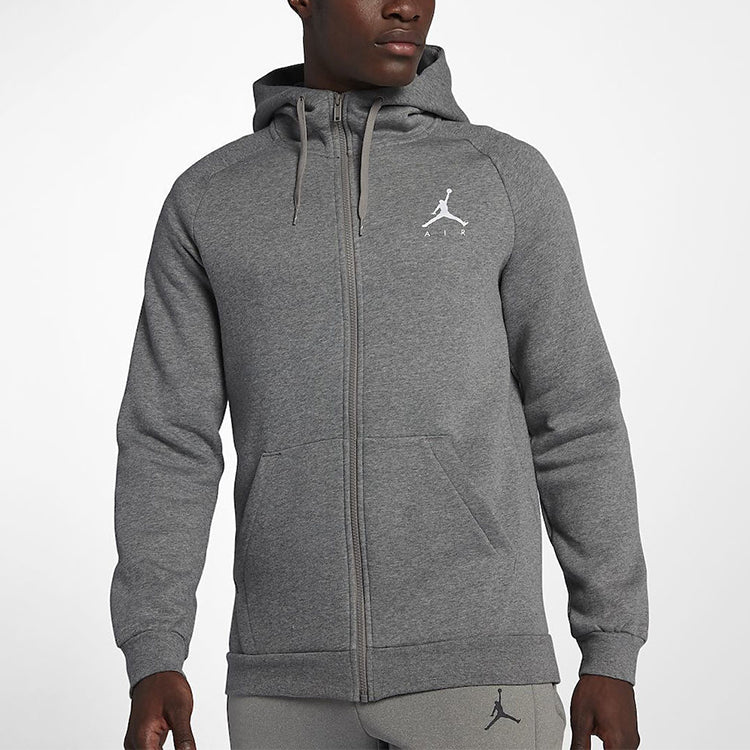 Air Jordan Air logo Printing Fleece Sports Hooded Jacket Gray 939998-091