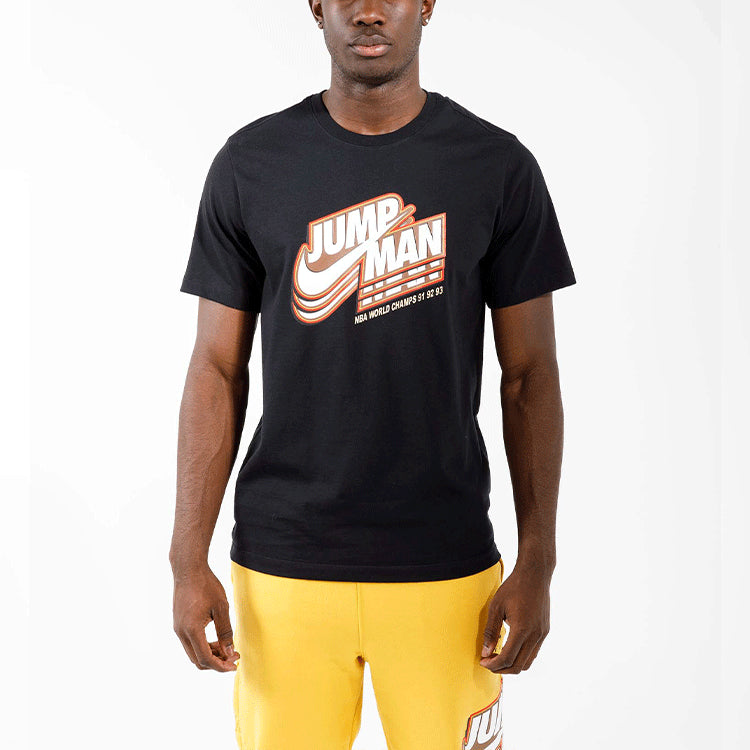 Air Jordan Jumpman Logo Printing Round Neck Pullover Short Sleeve Black DC9773-010