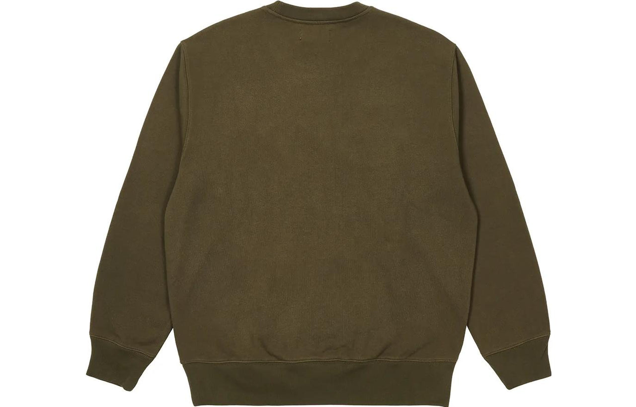 Palace SS22 Bag Crew Sweater 'Olivegreen' P22CS086