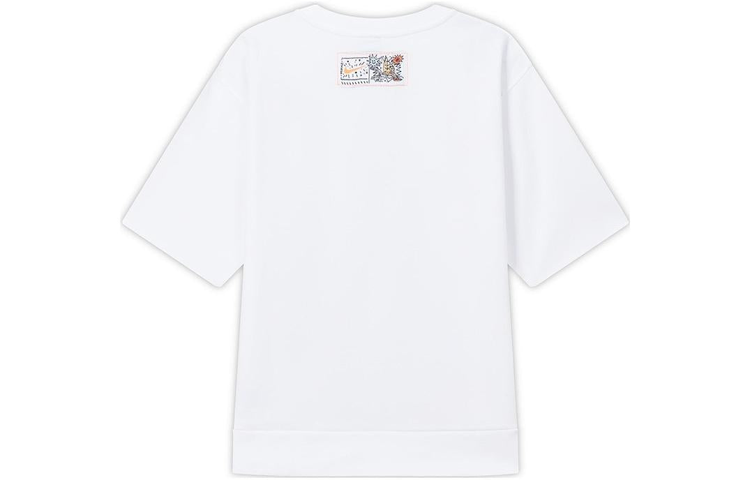 Nike Solid Color Cartoon Small Label Sports Training Round Neck Short Sleeve White DV3201-100