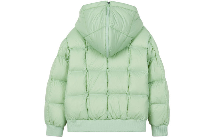 (GS) Skechers Happy Voyage Series Solid Color Casual Hooded Down Jacket 'Green' L423G043-0312