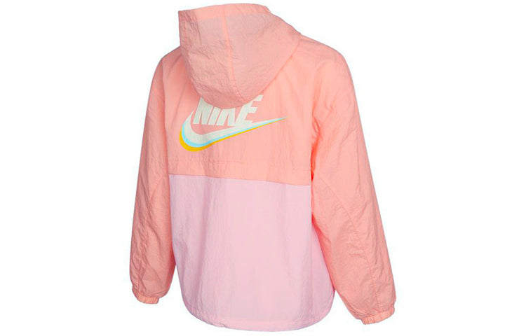 (WMNS) Nike Sportswear Icon Clash Pattern Embroidered Contrasting Colors Light Woven Hooded Jacket Deep Red DJ5375-641