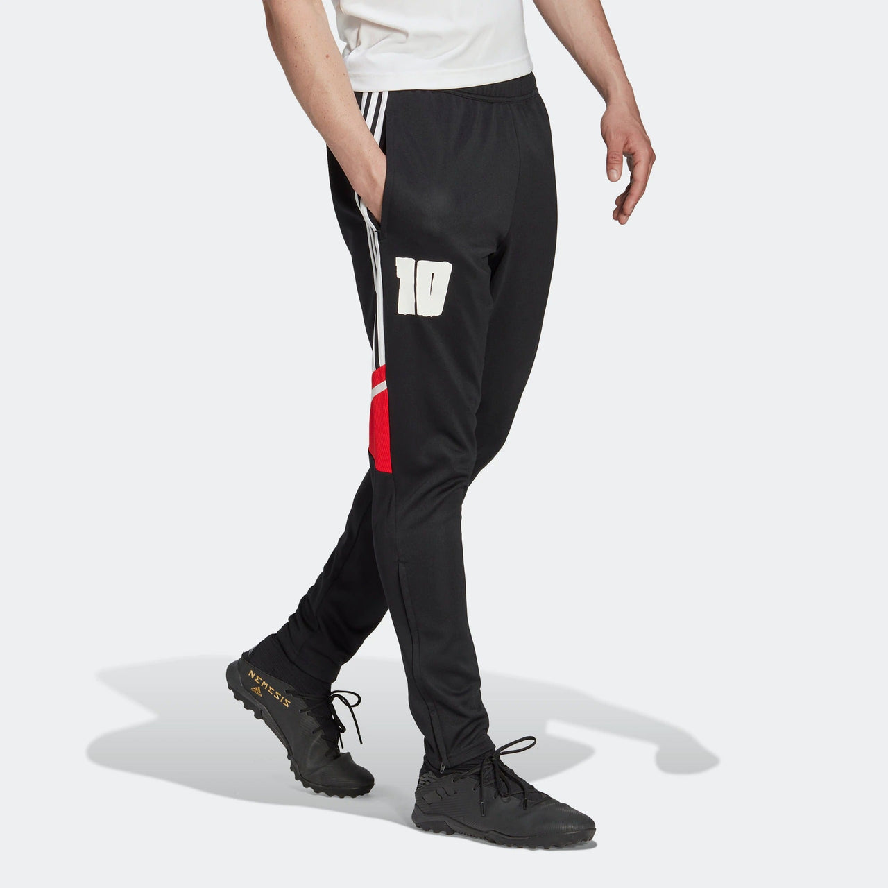 Men's adidas Messi Tk Pnt Stripe Alphabet Printing Elastic Waistband Bundle Feet Sports Pants/Trousers/Joggers Black HI3779
