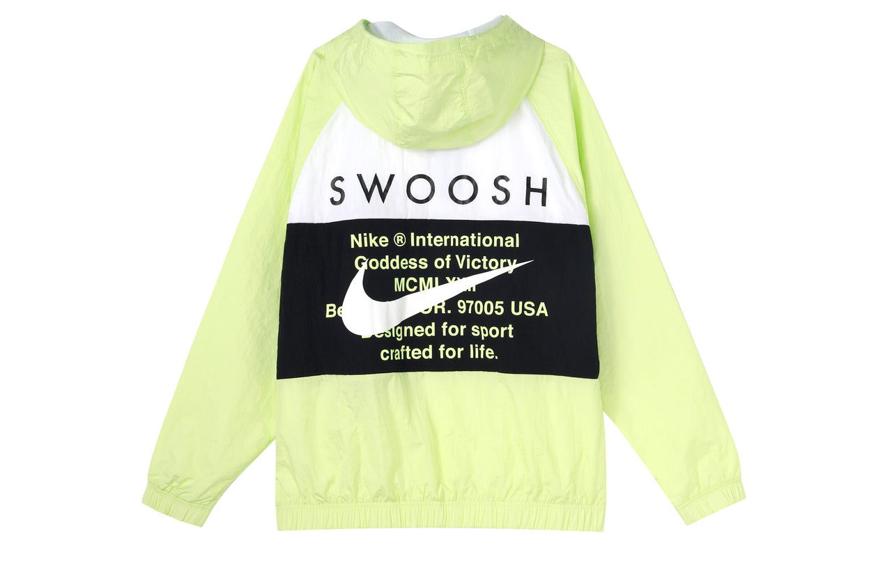 Nike Sportswear Swoosh Back Contrasting Colors Alphabet Logo Printing Hooded Jacket Green CJ4888-701