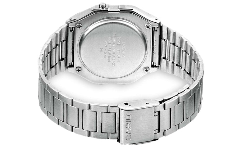 CASIO Stainless Steel Strap Mens Silver Digital A163WA-1QES2021