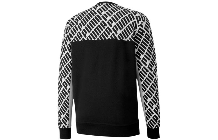 PUMA Trend AOP Logo Crew Sweater 'Black White Grey' 597395-01