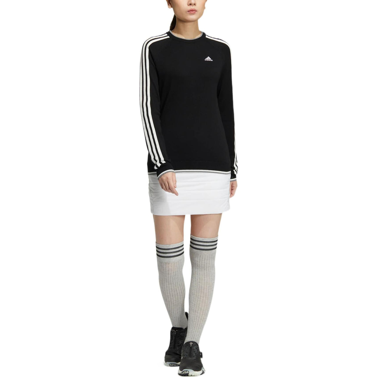 (WMNS) adidas 3-Stripes Long Sleeve Crewneck Sweater 'Black' HG8281
