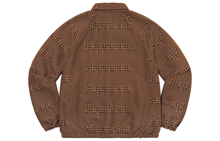 Supreme Houndstooth Logo Snap Front Jacket 'Brown' SUP-FW20-081