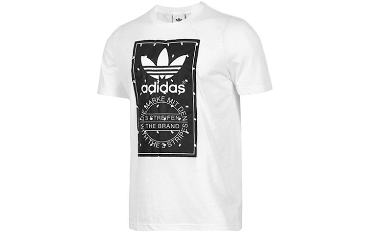 adidas originals Label Tee Logo Printing Sports Short Sleeve White CZ1763