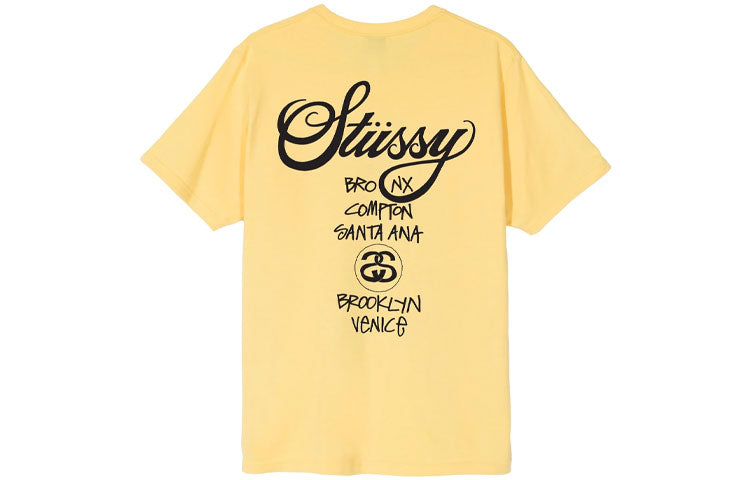 Stussy World Tour Tee Classic Short Sleeve Unisex Yellow 3903514-YELLOW