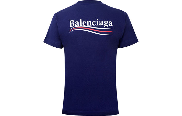 Balenciaga Alphabet Logo Printing Short Sleeve Blue 612964TIV521195