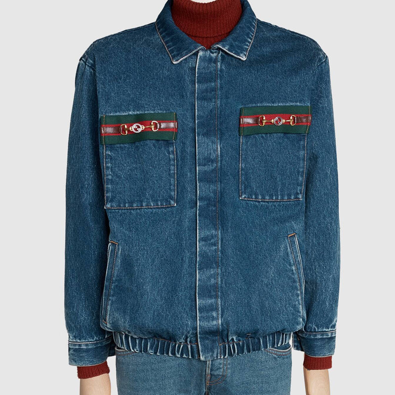 Gucci Ribbon Wash Denim Jacket For Men Navy 611771-XDBB9-4447