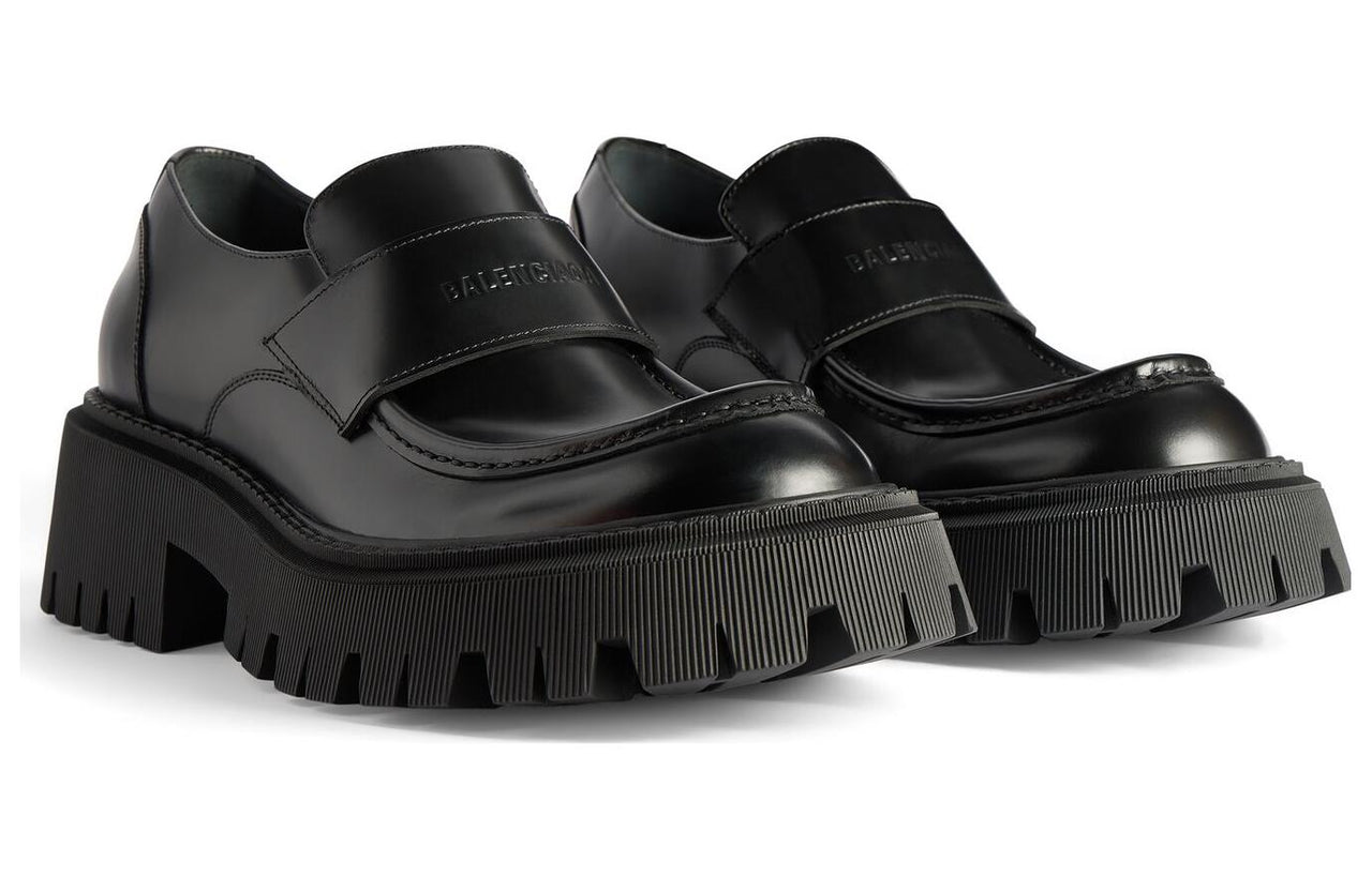 (WMNS) Balenciaga Tractor Loafer Shoes 'Black Smooth Calfskin' 760439WA8E91000