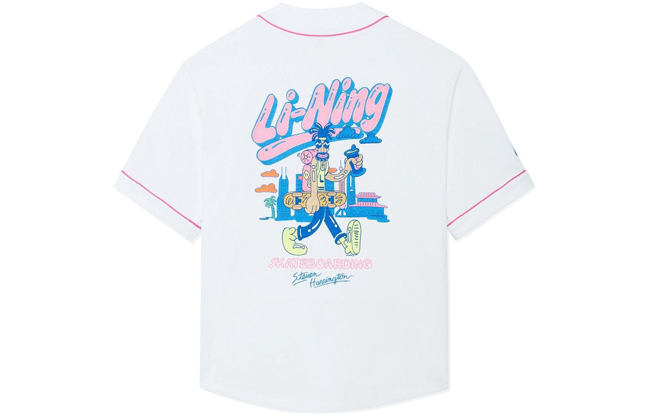 Li-Ning x Steven Harrington Graphic Baseball Shirt 'White' AFDSC23-2