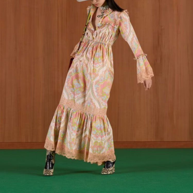 (WMNS) Gucci Floral Print Muslin Dress 'Pale Pink' 704251-ZAJAB-5713