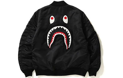 Men's BAPE Light Weight Shark MA-1 Black Jacket TBD-BAPE-4