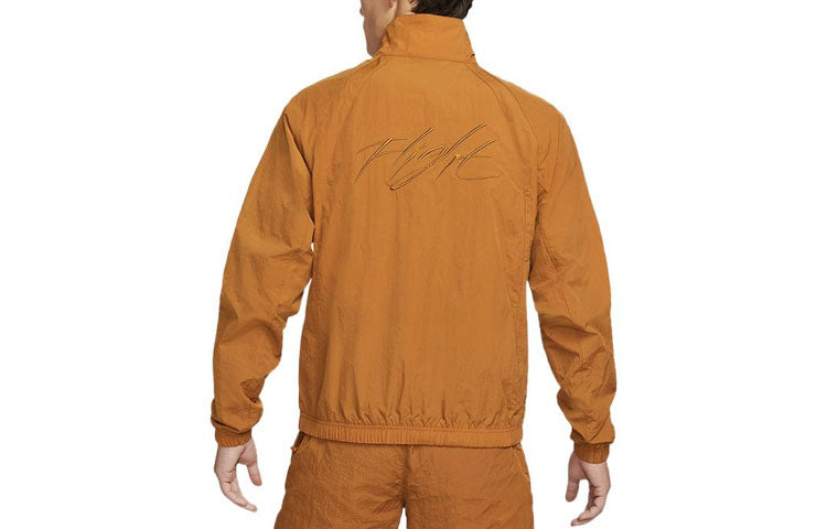 Men's Jordan Stand Collar Training Windproof Jacket Brown Yellow DH9038-241