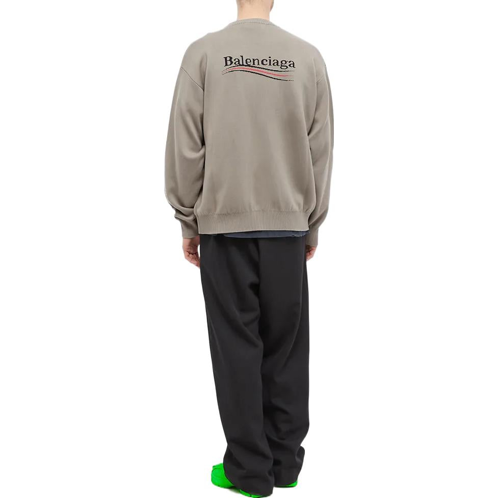 Balenciaga Political Campaign Crewneck Sweater 'Khaki' 695827T32385963